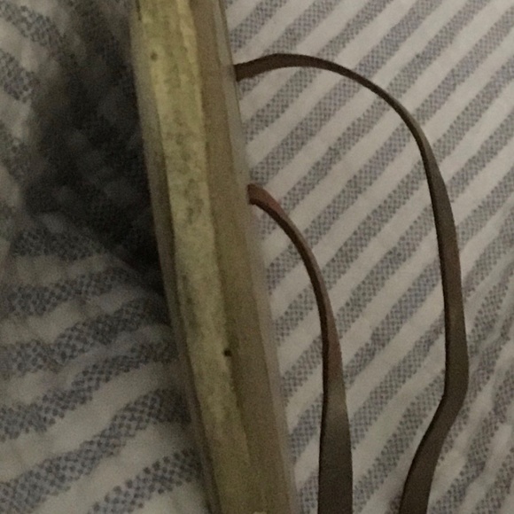 Distressed Painted Wooden Heart with Leather hanger—9 inches long - Picture 4 of 12